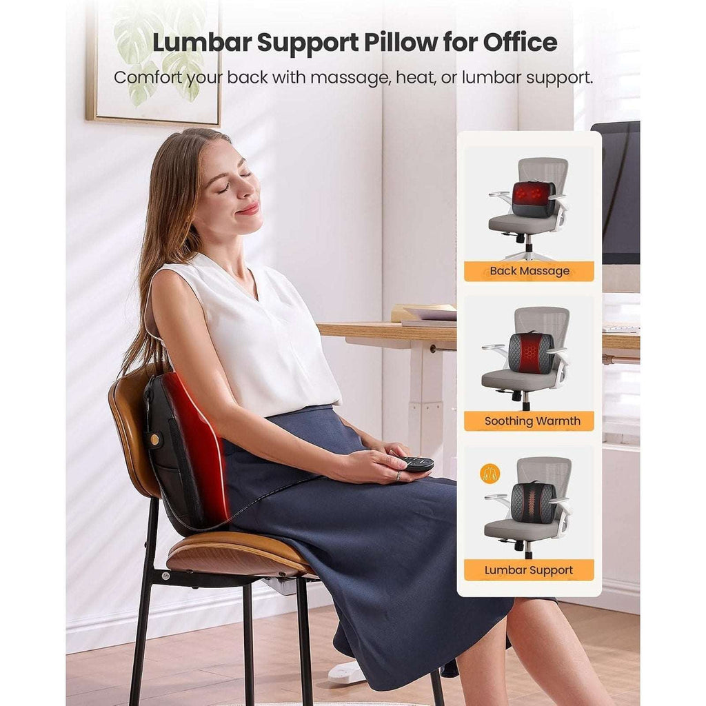 KNQZE 3-in-1 Shiatsu Back Massager Heated Lumbar Support 4D Kneading Deep Tissue