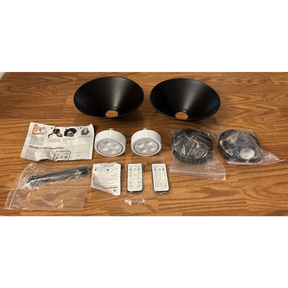 2Pk Black Rustic Wireless Battery Operated Wall Sconces Light Fixtures w/ Remote