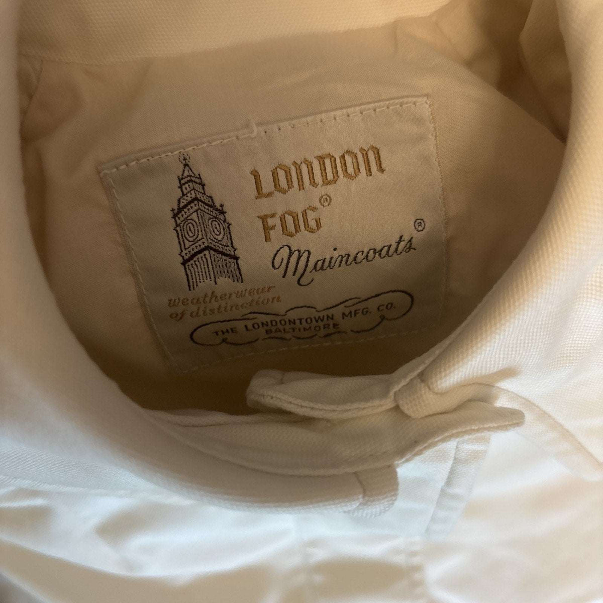 Vintage London Fog Maincoats Size 12 Winter White Trench Coat Caribe Cloth