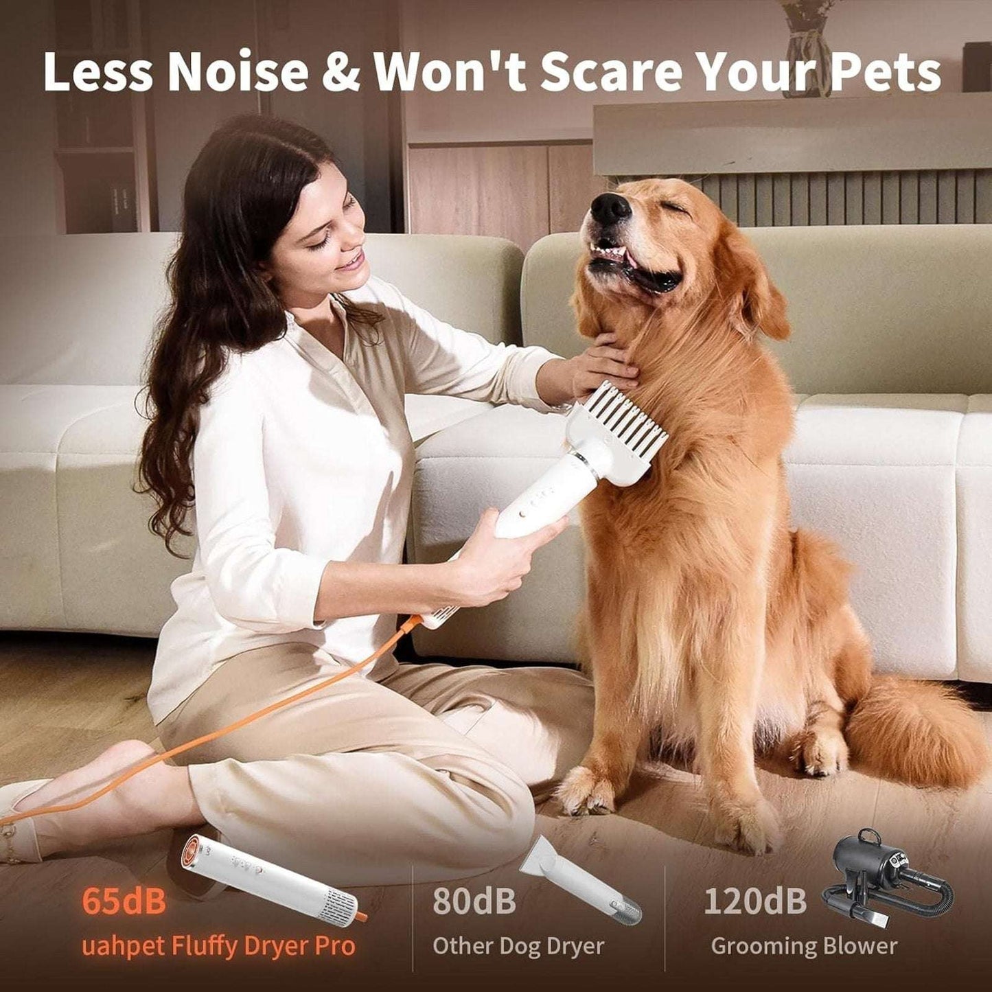 uahPet Fluffy Dog Dryer PRO NTC Smart Temperature Control, Low Noise, Quick Dry