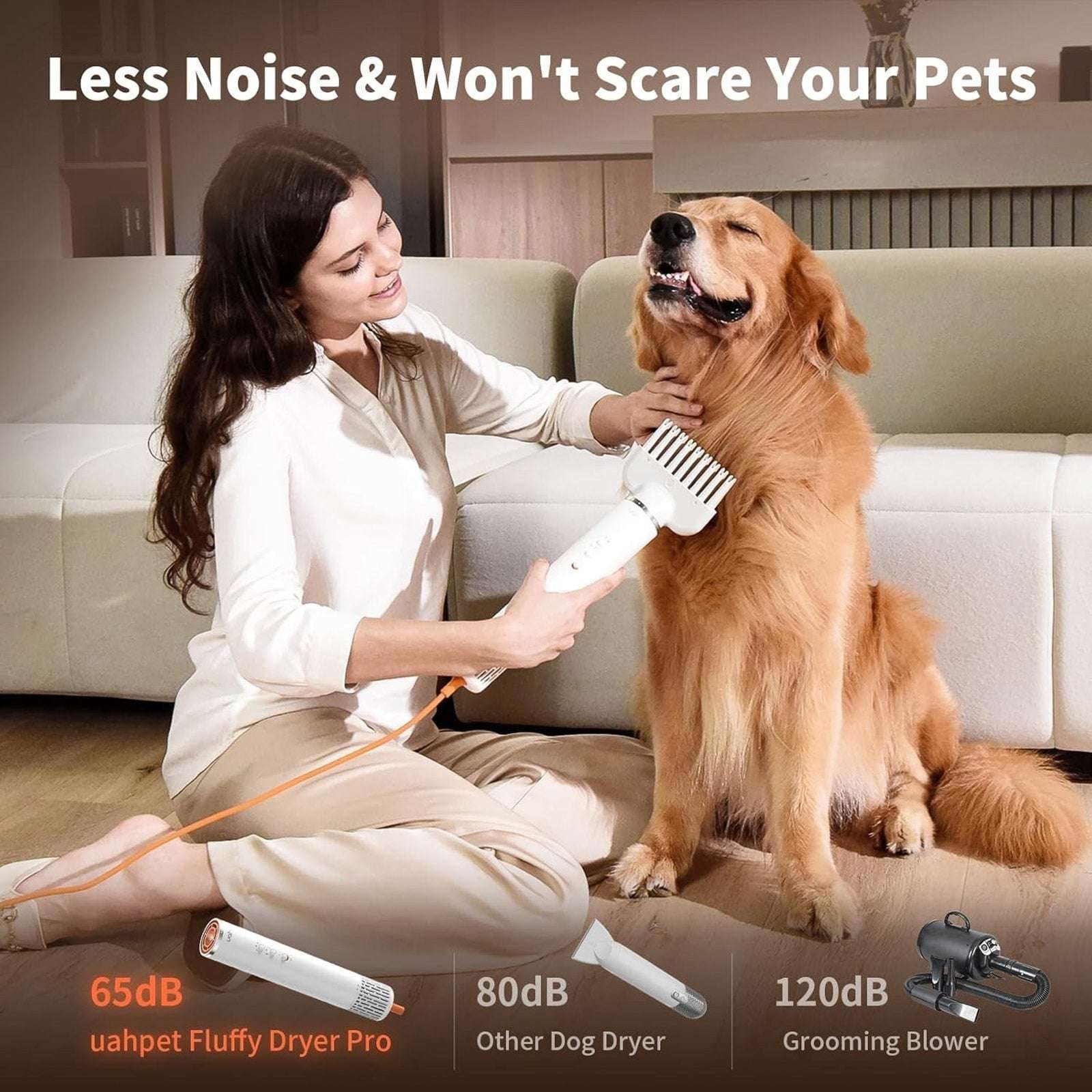 uahPet Fluffy Dog Dryer PRO NTC Smart Temperature Control, Low Noise, Quick Dry