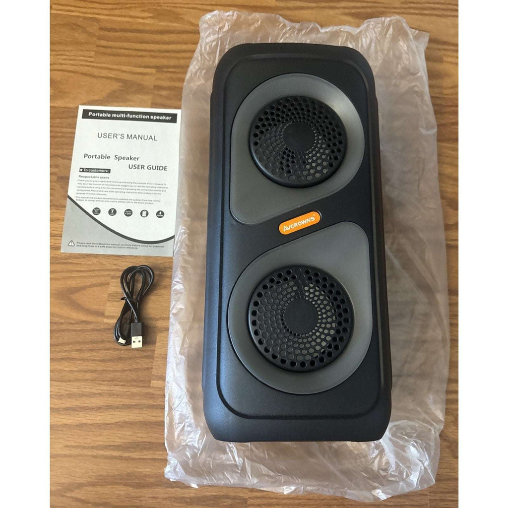 Dual 4" RGB Portable Speaker Rechargeable Bluetooth LED Karaoke Party System