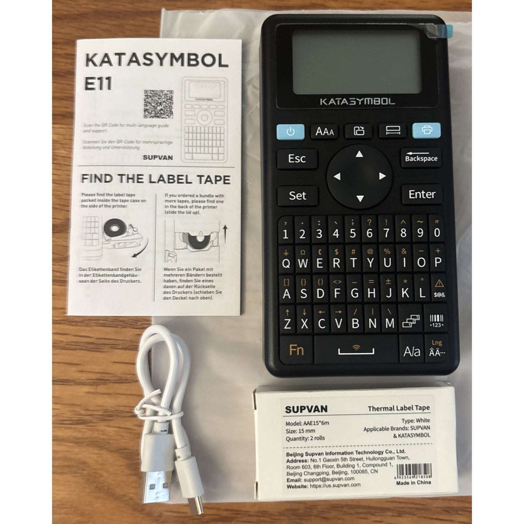 SUPVAN E11 Thermal Inkless Label Maker Bluetooth Keyboard APP Compatible +2 Tape