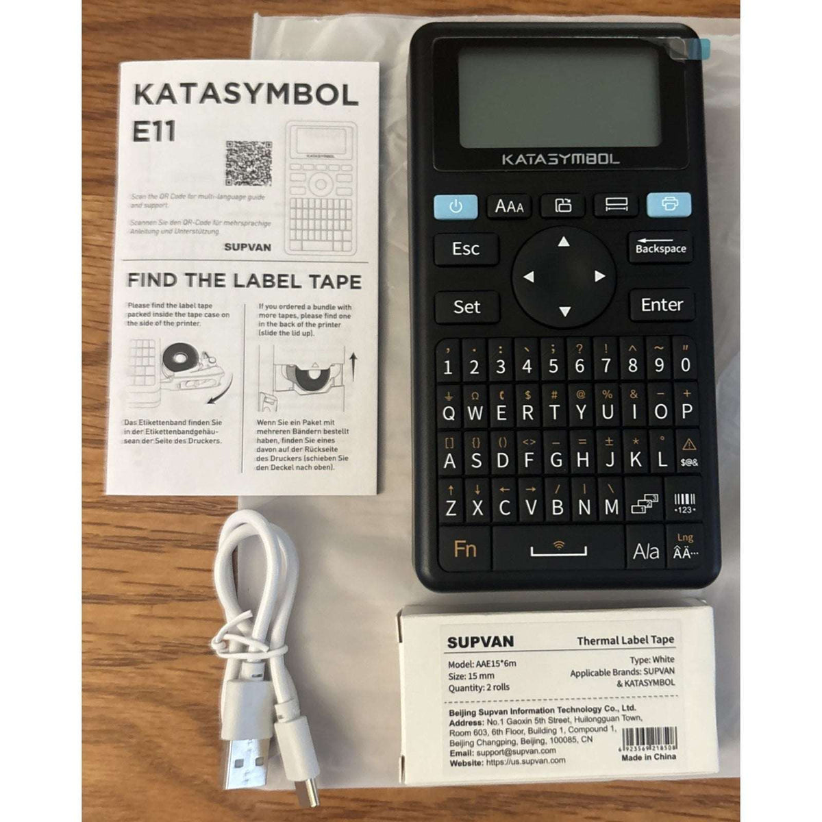 SUPVAN E11 Thermal Inkless Label Maker Bluetooth Keyboard APP Compatible +2 Tape