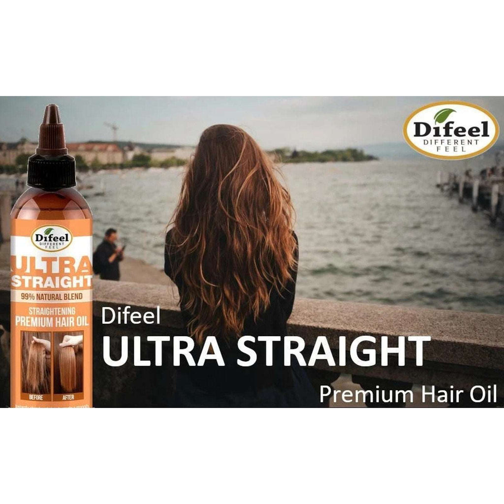 3 Pack Difeel 99% Natural Premium Ultra Straight Hair Oil Shine & Smooths 8 floz
