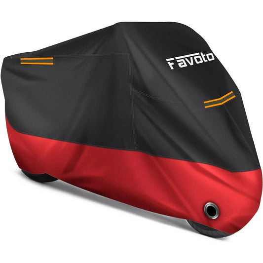 Favoto Motorcycle Cover Waterproof - All Season Universal 86.6" Red - Reflectors