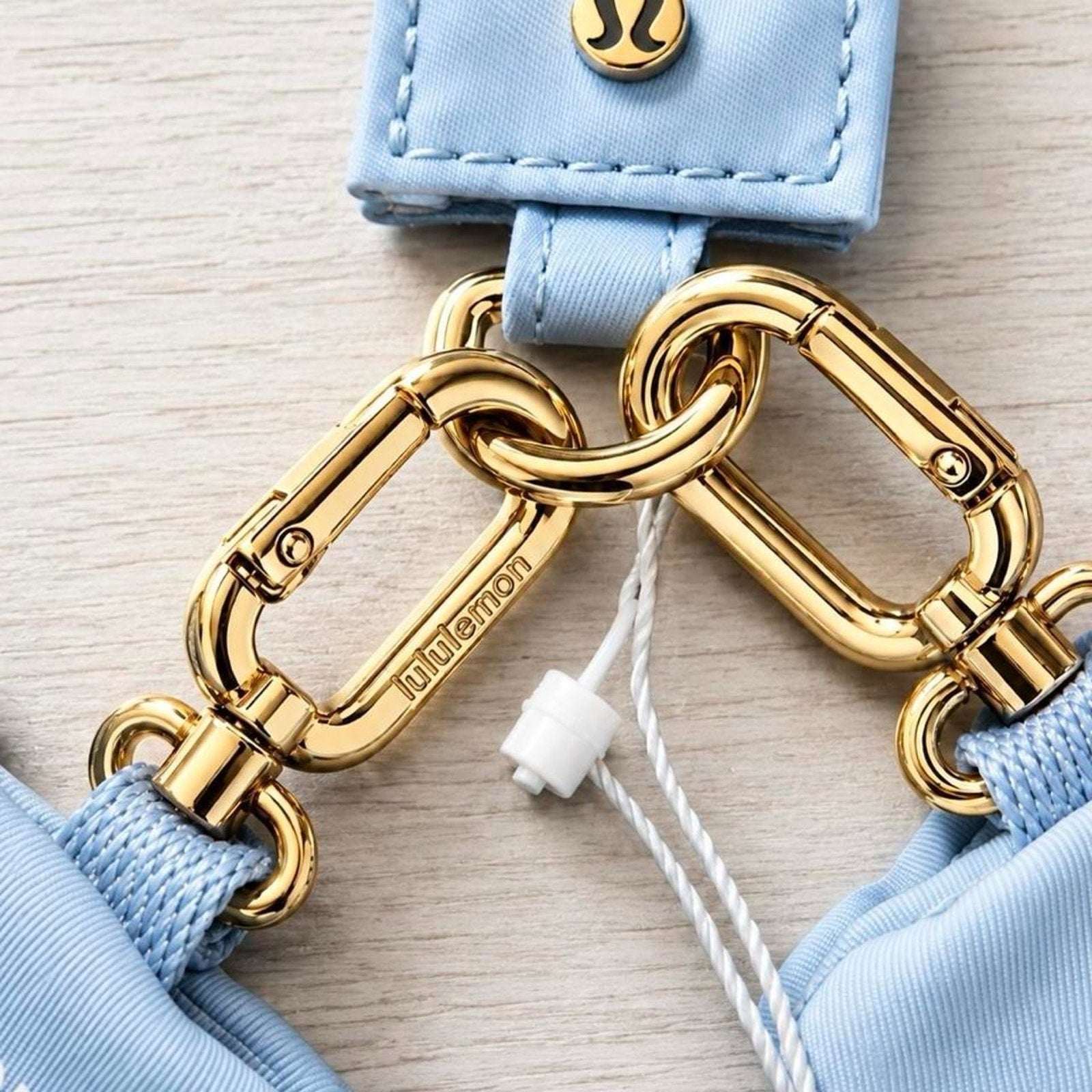 Lululemon Dual Pouch Wristlet Wordmark Dreamy Blue with Gold