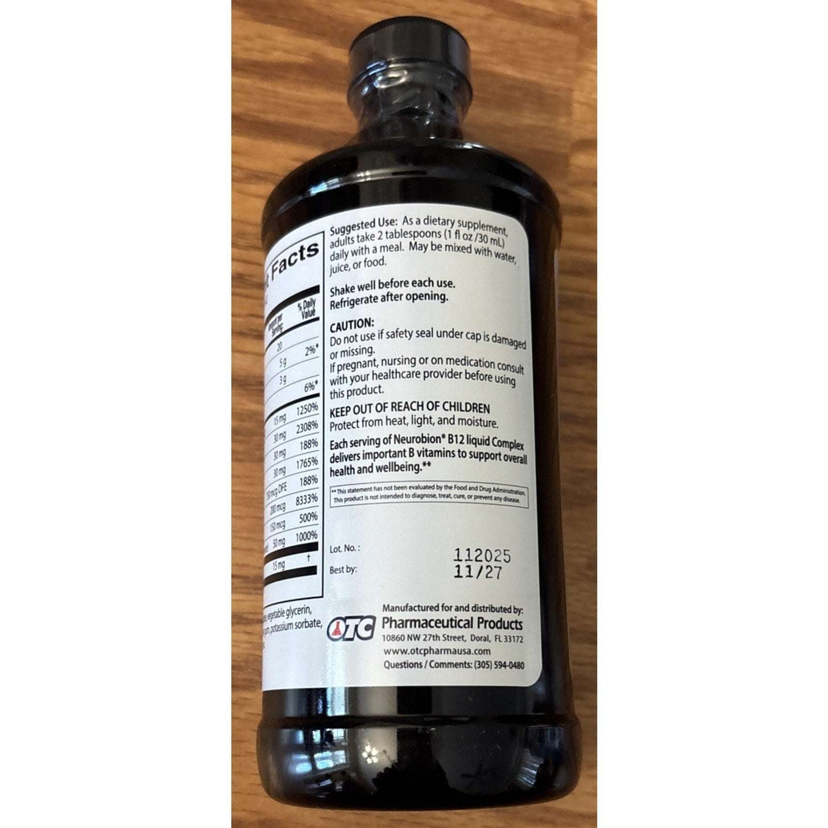 Neurobion B12 Complex Liquid Metabolism and Energy Supplement Vitamins, 16 fl oz