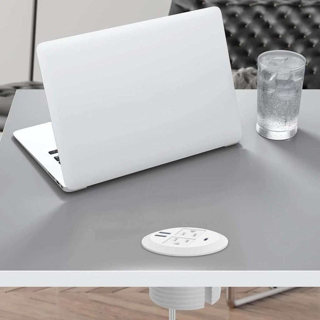 3" Recessed Desktop High-Speed Power Grommet Charging Station 2 Outlets & 3 USB