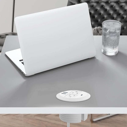 3" Recessed Desktop High-Speed Power Grommet Charging Station 2 Outlets & 3 USB