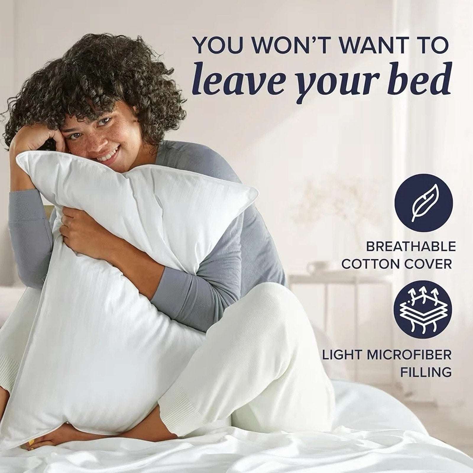 Beckham Hotel Collection Down Alternative Bed Pillows 2 Pack Queen Size White
