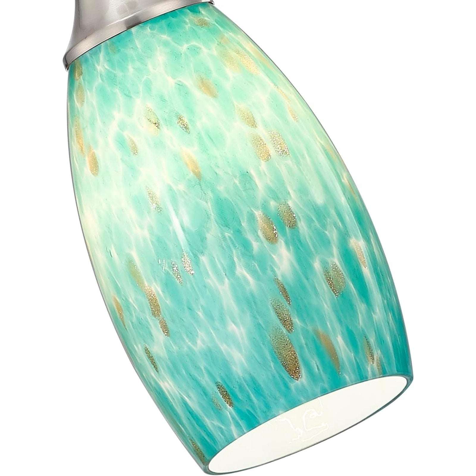 Karyfine Mini Art Blown Glass Pendant Light Fixture Blue w/ Gold - Adjustable