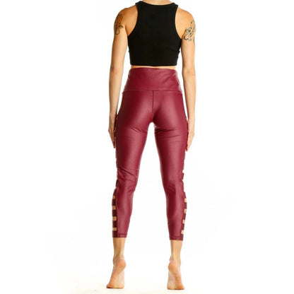 Victoria Sport Knockout HighWaist Burgundy Leggings With Side Cutout Detail Sz S