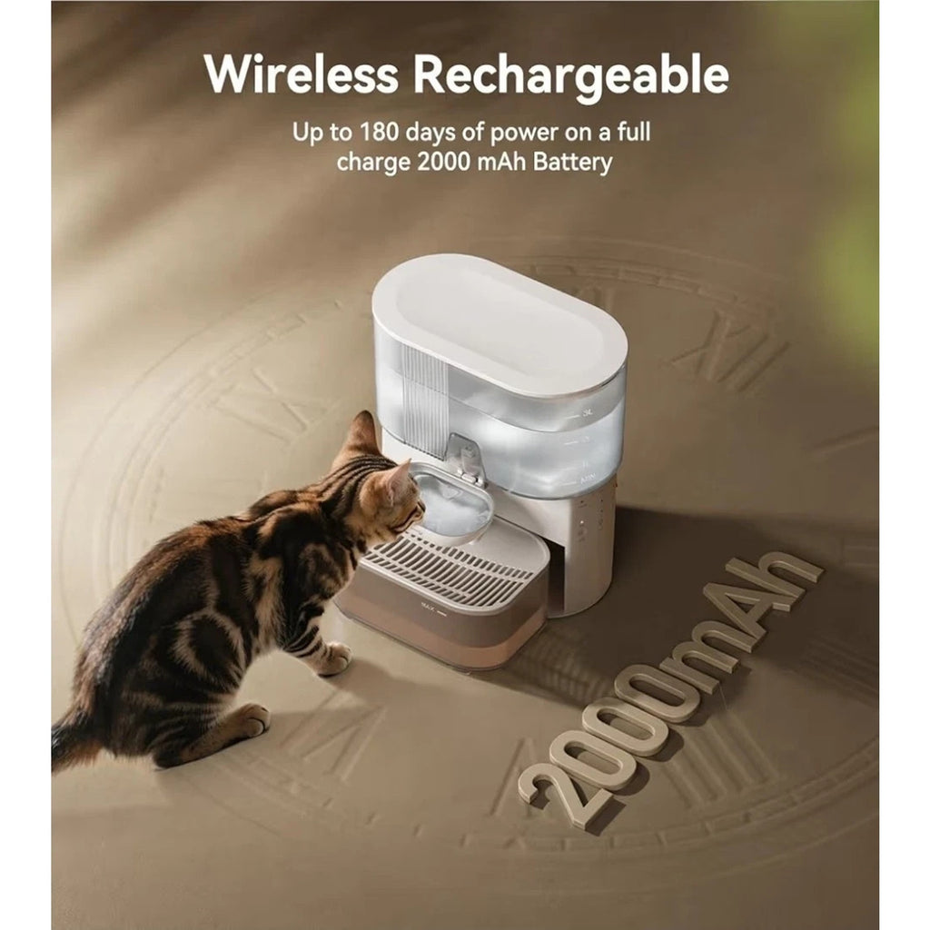 CleanFlip 3.5L Wireless Cat Water Fountain - No Filters, Wastewater Separation