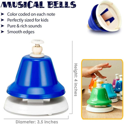 MINIARTIS Desk Bells for Kids Educational Music Learning Toys + Song Book & Bag