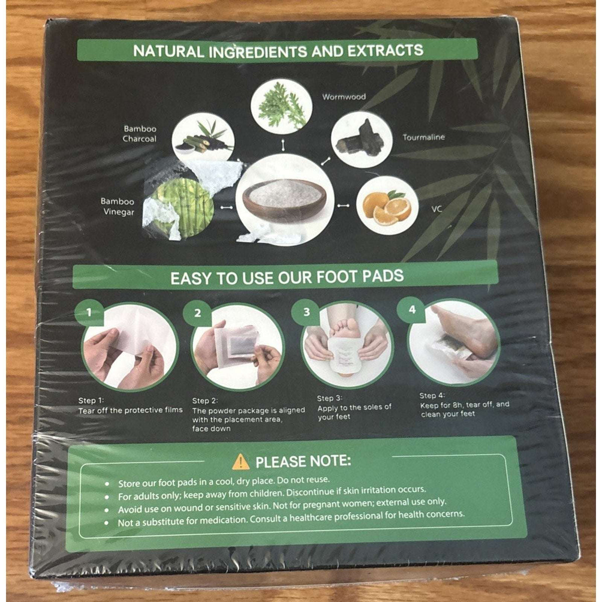 100 Deep Cleanse Detox Foot Patches Bamboo Vinegar Charcoal Wormwood Tourmaline