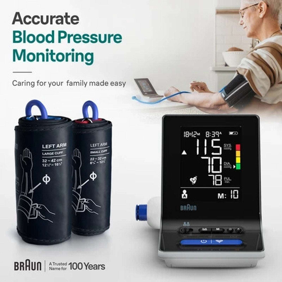 Braun ExactFit 3 Blood Pressure Monitor Large Display 2 Cuffs 80 Memory Slots