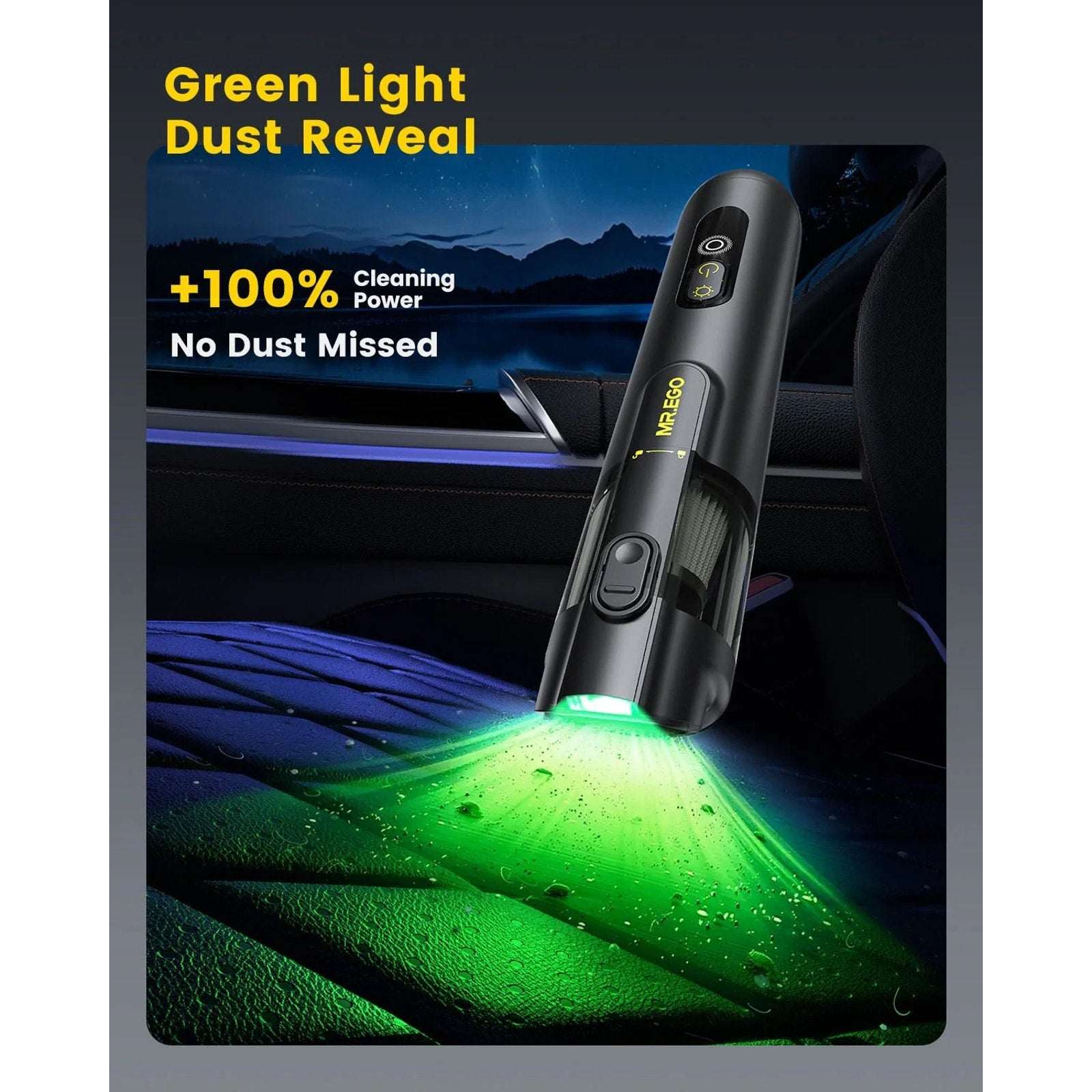Car Handheld Cordless Vacuum & Air Duster 20000Pa w/ LED Light & Washable Filter