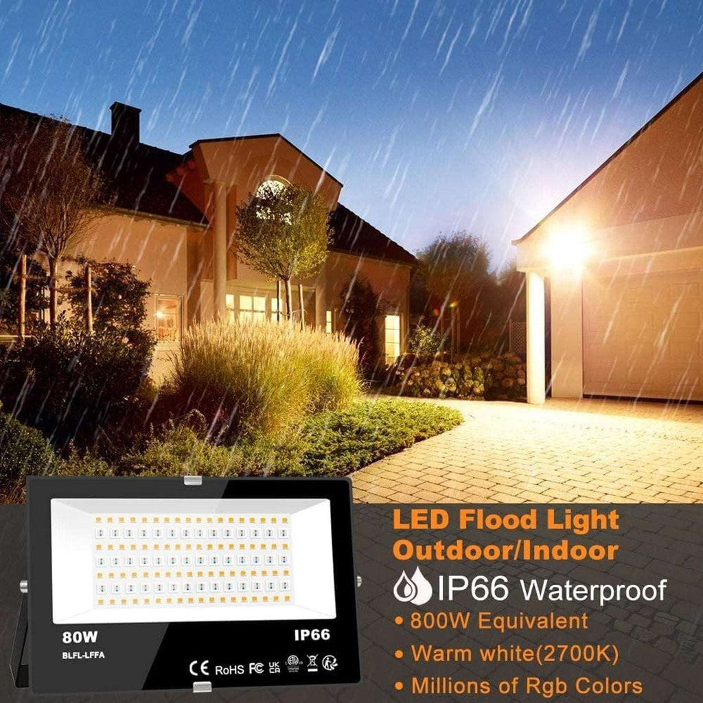 MELPO LED Flood Lights Outdoor 80W IP66 8000LM Smart App Control RGB Landscape