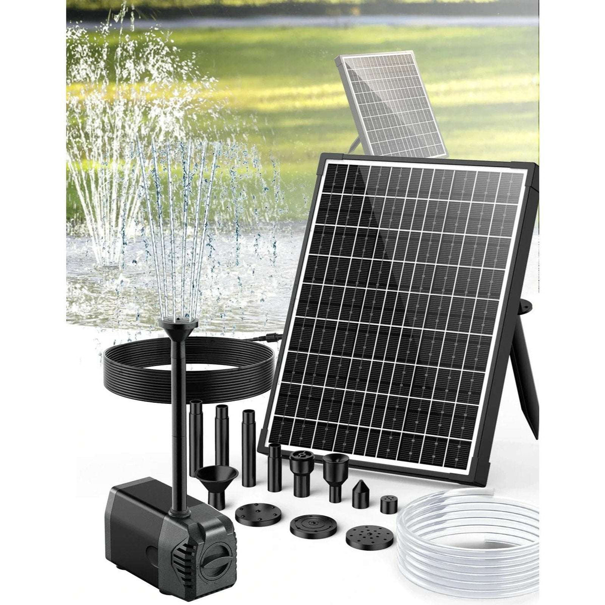 POPOSOAP 20W Solar Fountain Water Pump, 280GPH Submersible w/ Flow Control Valve