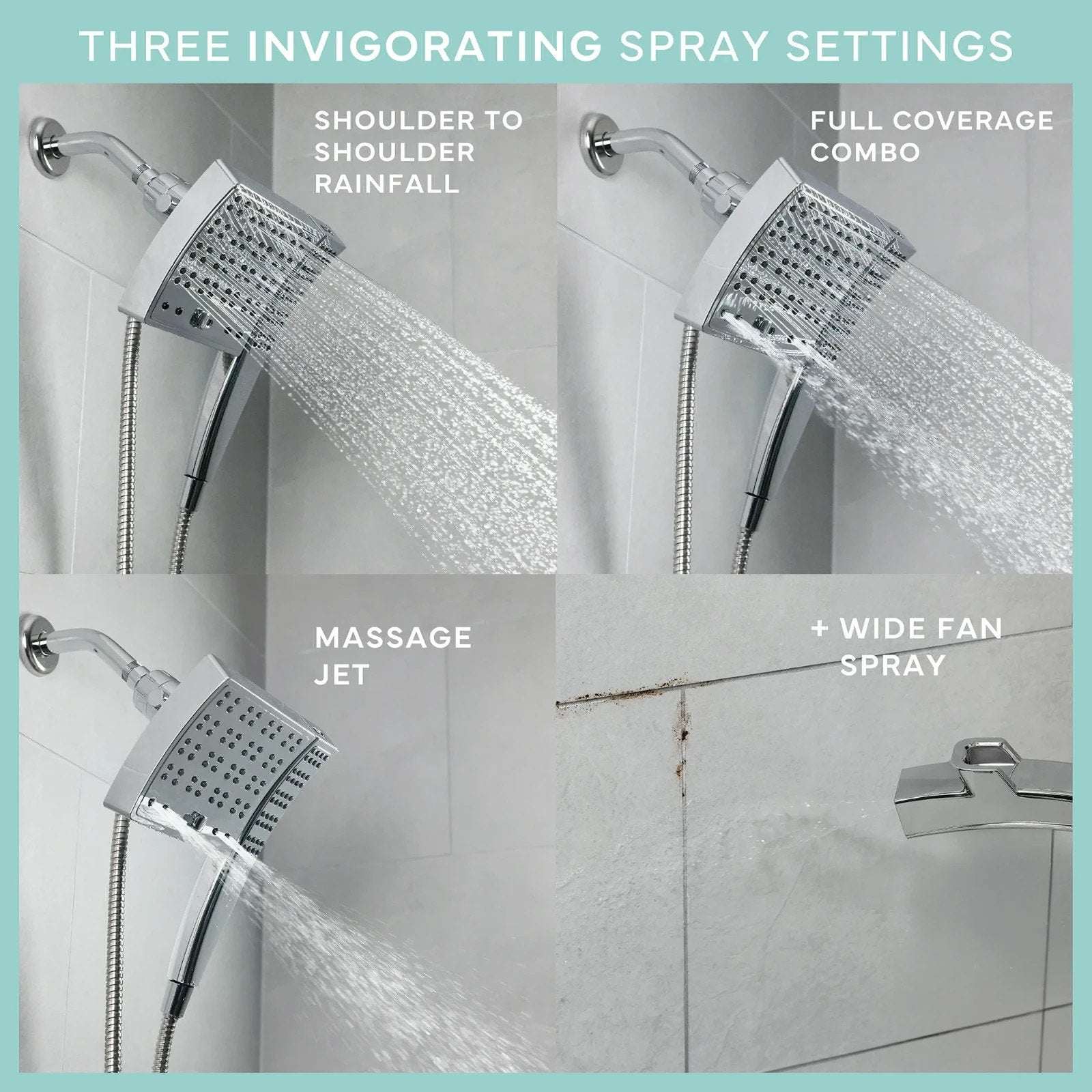 SEVENTY 3 Spray Setting Dual Combo Fixed and Handheld Showerhead in Chrome