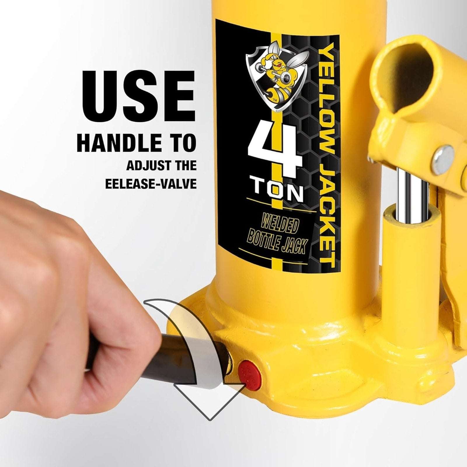 Torin 4Ton (8,000 LBs) Welded Bottle Jack, Yellow Jacket W/ Case, Safety Feature