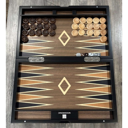 Wooden Backgammon Set Beautiful Inlaid Design Woodronic Standard 15” Board Game