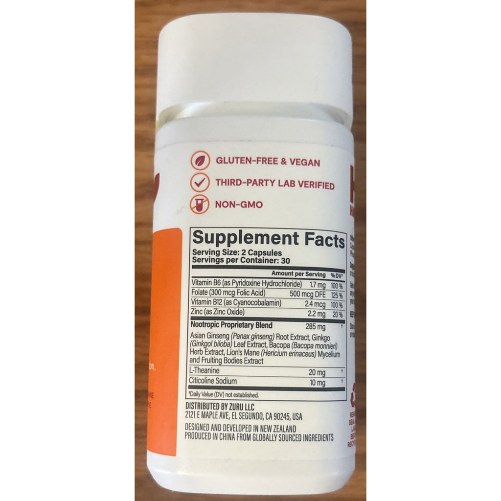 Habit H+ Brain Focus Nootropic Capsules 60ct Vegan Non-GMO Exp 05/2027