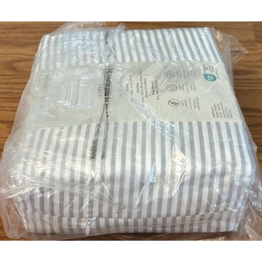 FAIRFIELD SQUARE Soft Microfiber 4 Piece Sheet Set Gray Stripe California King