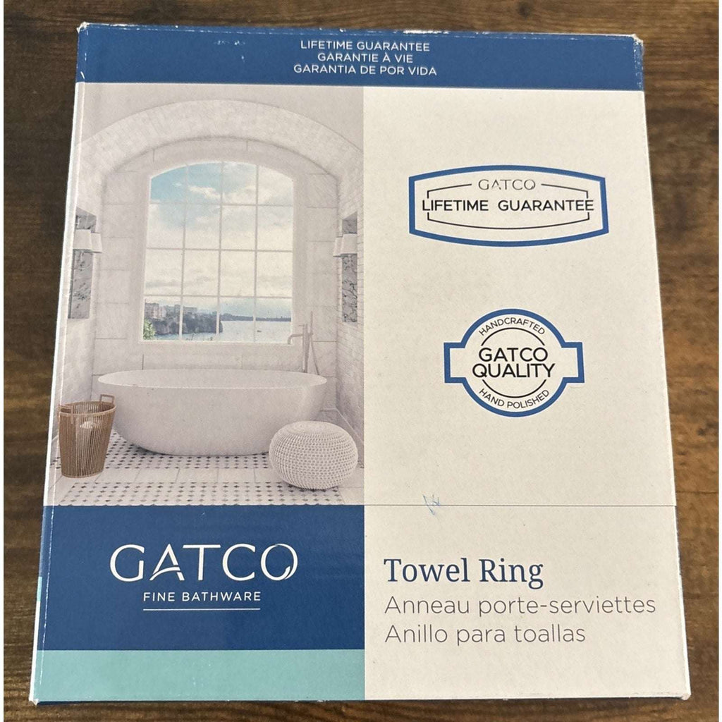 Gatco 5053 Brushed Brass Gold Designer 6" Wall Mounted Towel Ring / Holder