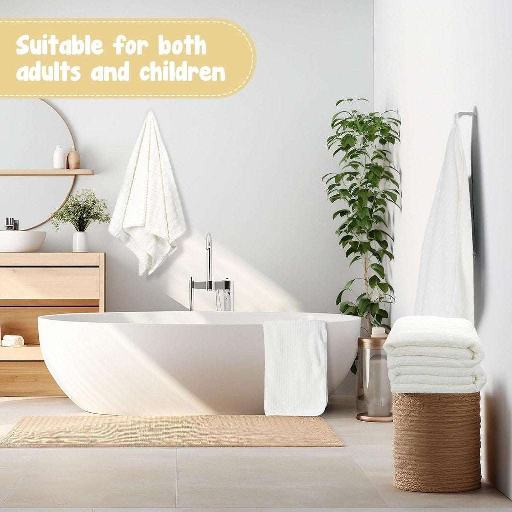 16PC Microfiber 27" x 60" Bath Towel Set Ultra Absorbent, Quick Dry White Stripe