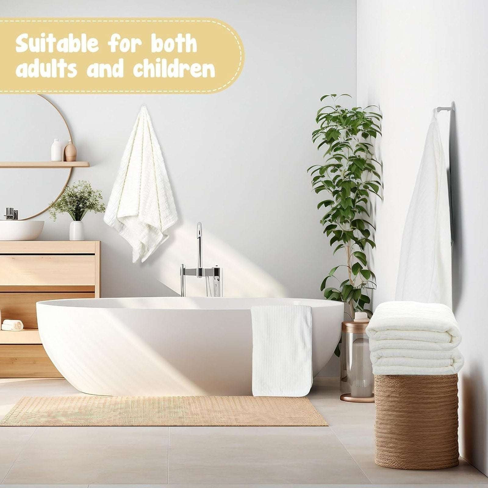16PC Microfiber 27" x 60" Bath Towel Set Ultra Absorbent, Quick Dry White Stripe