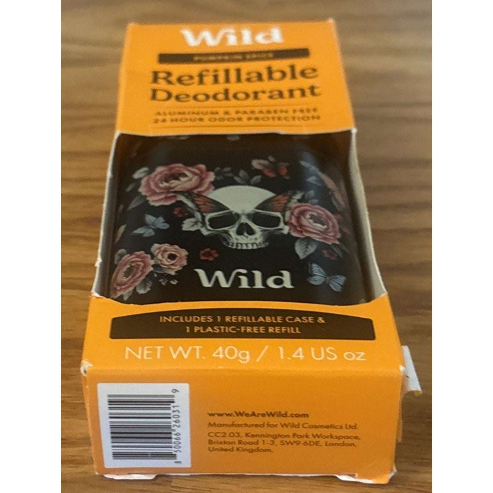 Wild Cosmetics - Refillable Skull & Roses Case with Pumpkin Spice- Aluminum Free