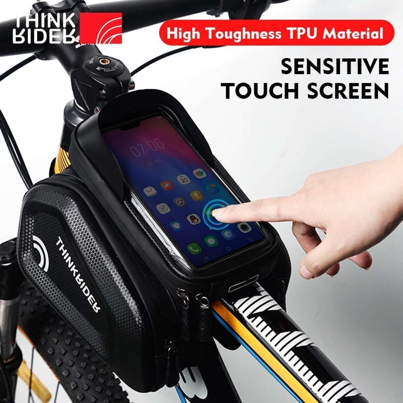 ThinkRider 3Pocket Top Tube Frame Mount Bike Bag Waterproof Cycling Phone Holder
