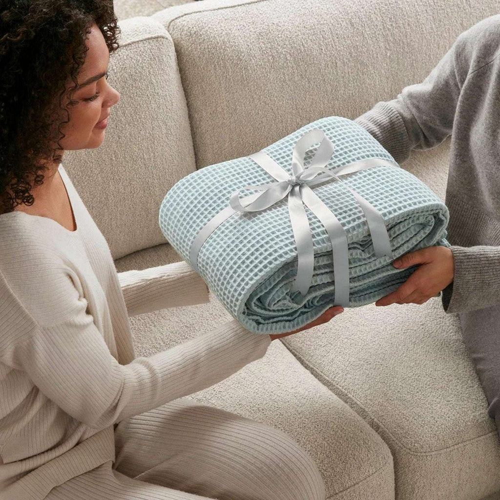 Madison Park 100% Cotton Ultra Soft Breathable Waffle Blanket Full/Queen - Aqua