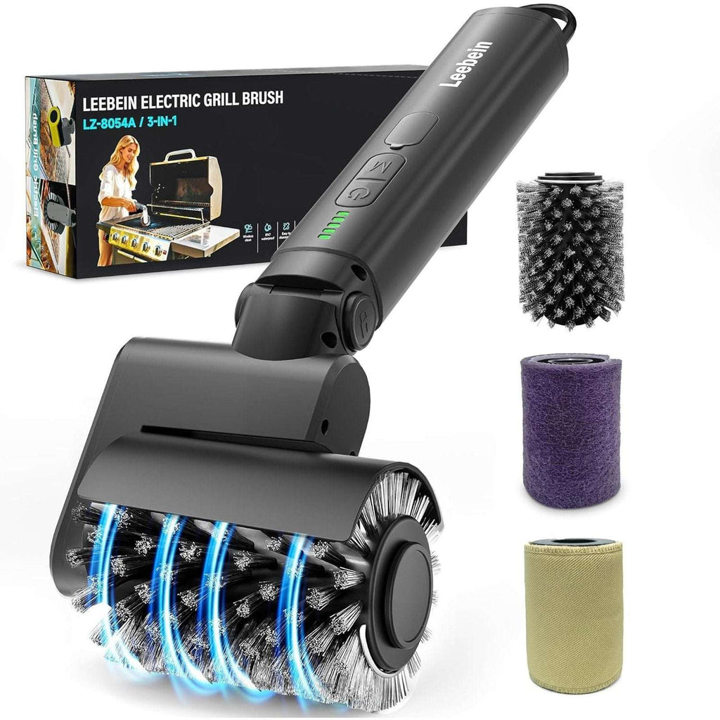 Leebein Electric Rotary Grill Brush 2026 BBQ Cleaner w/ 3 Heads 3 Speeds 480RPM