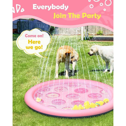 Wading Pool Summer Peteast 67" Dog/Kid Anti-Slip Splash Pad 0.58 mm Thickened