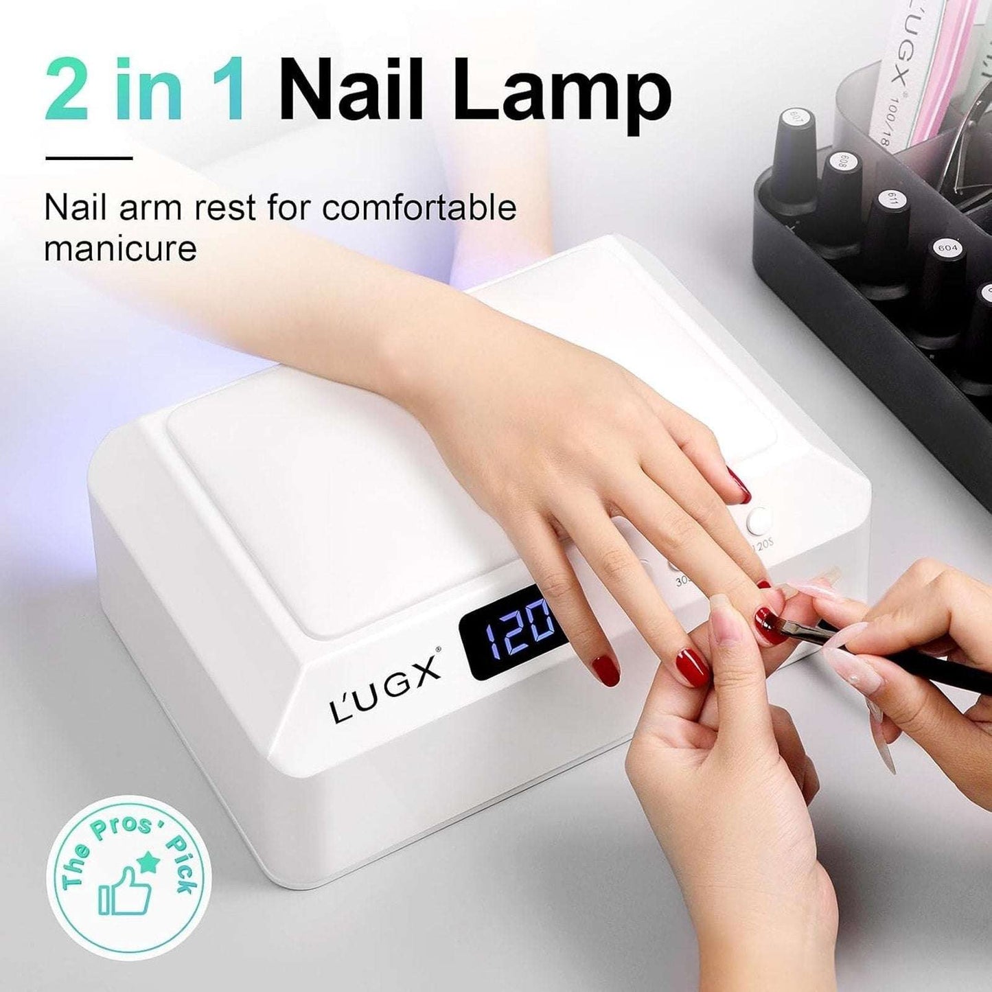 L'UGX 72W LED UV Nail Dryer Gel Polish Curing Lamp w/ Manicure Armrest Pillowtop