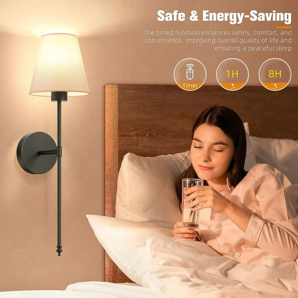 (2) Battery Operated Dimmable Wall Sconce Rechargeable Wall Lights RGB w/ Remote