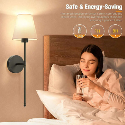 (2) Battery Operated Dimmable Wall Sconce Rechargeable Wall Lights RGB w/ Remote