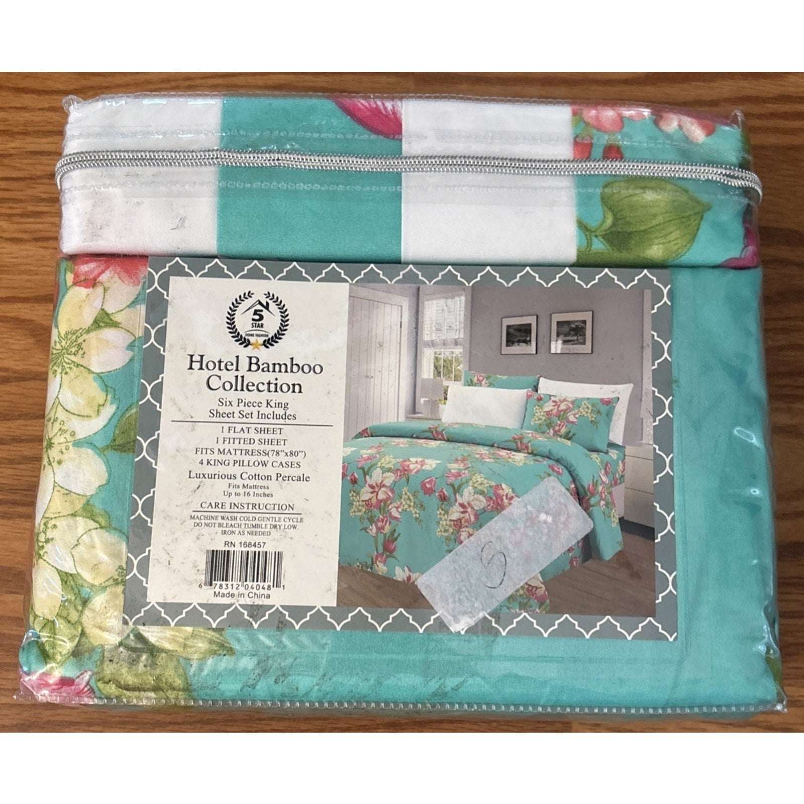 Hotel Bamboo Collection 1800 6-Piece KING Sheet Set Wrinkle-Free Tropical Floral
