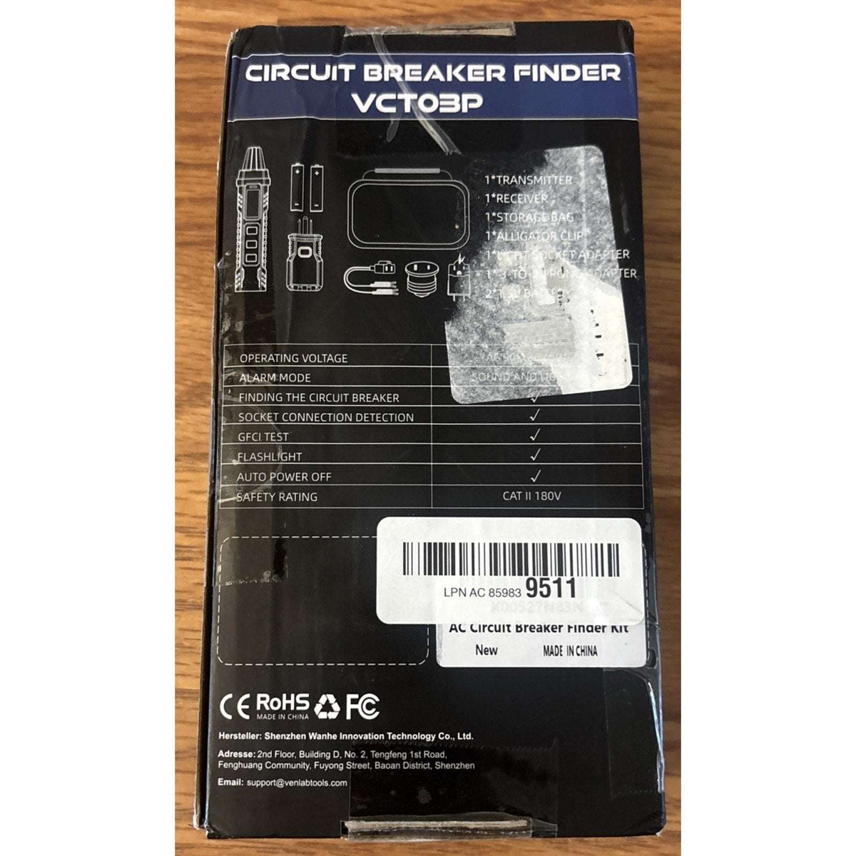VENLAB Circuit Breaker Finder w/ LCD Display GFCI Outlet Tester 90-130V AC Circu