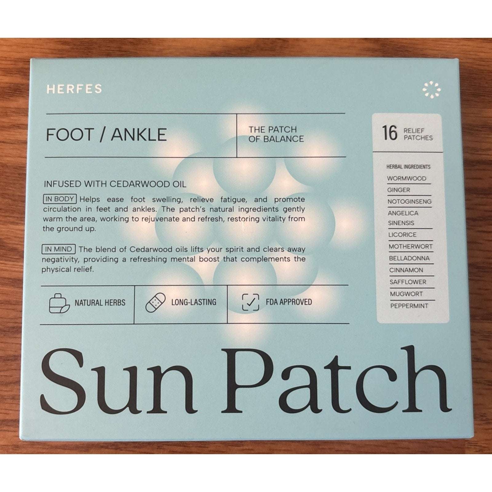 Herfes Foot Ankle Sun Patch 16 Patches The Patch of Balance Swelling Circulation