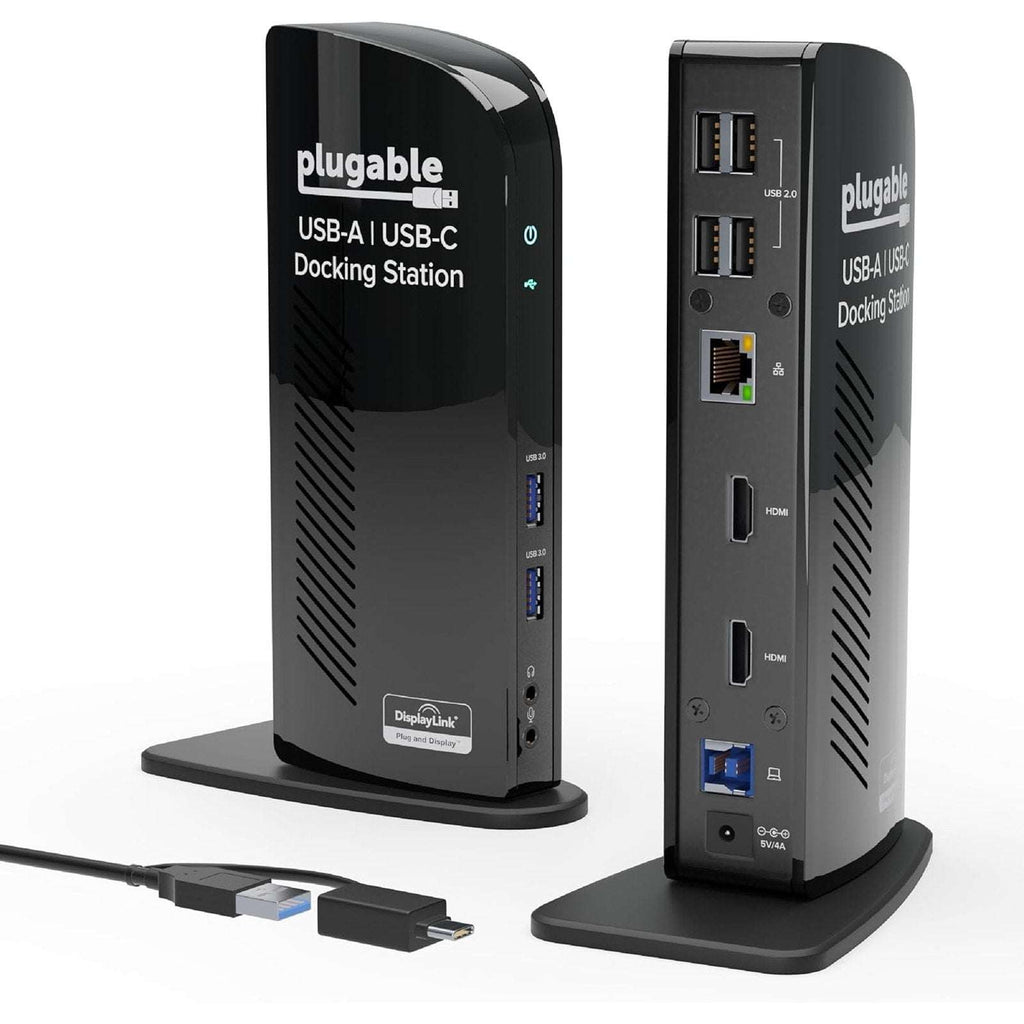 Plugable USB 3.0 and USB-C Dual HDMI Display Monitor Docking Station UD-3900
