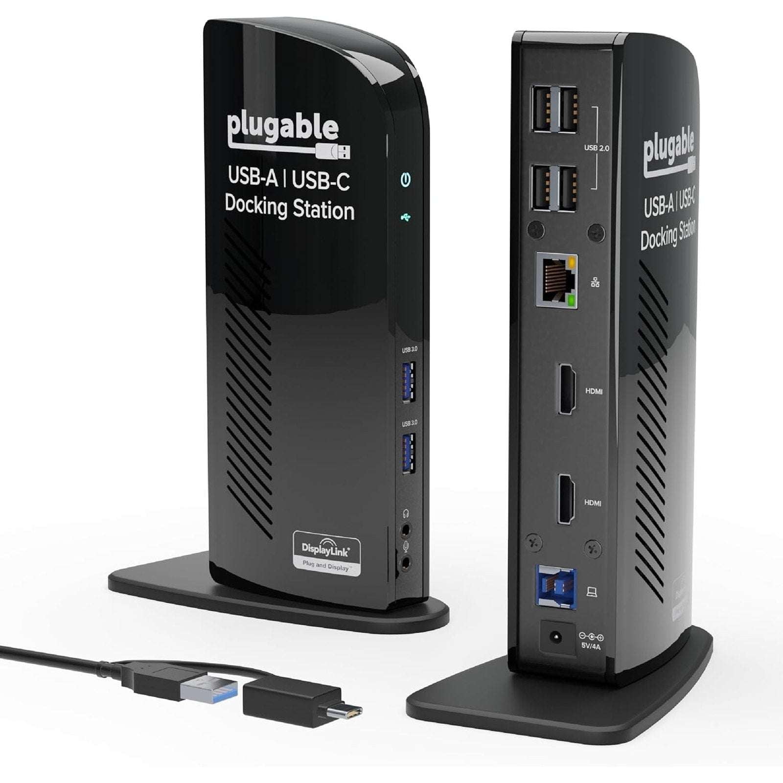 Plugable USB 3.0 and USB-C Dual HDMI Display Monitor Docking Station UD-3900