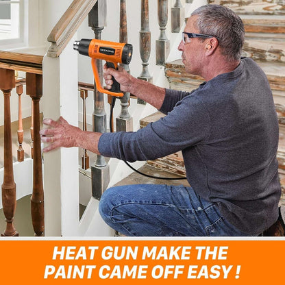 1800W Heavy Duty Heat Gun Fast Heat 752℉ & 1112℉ Dual-Temperature & 4 Nozzles
