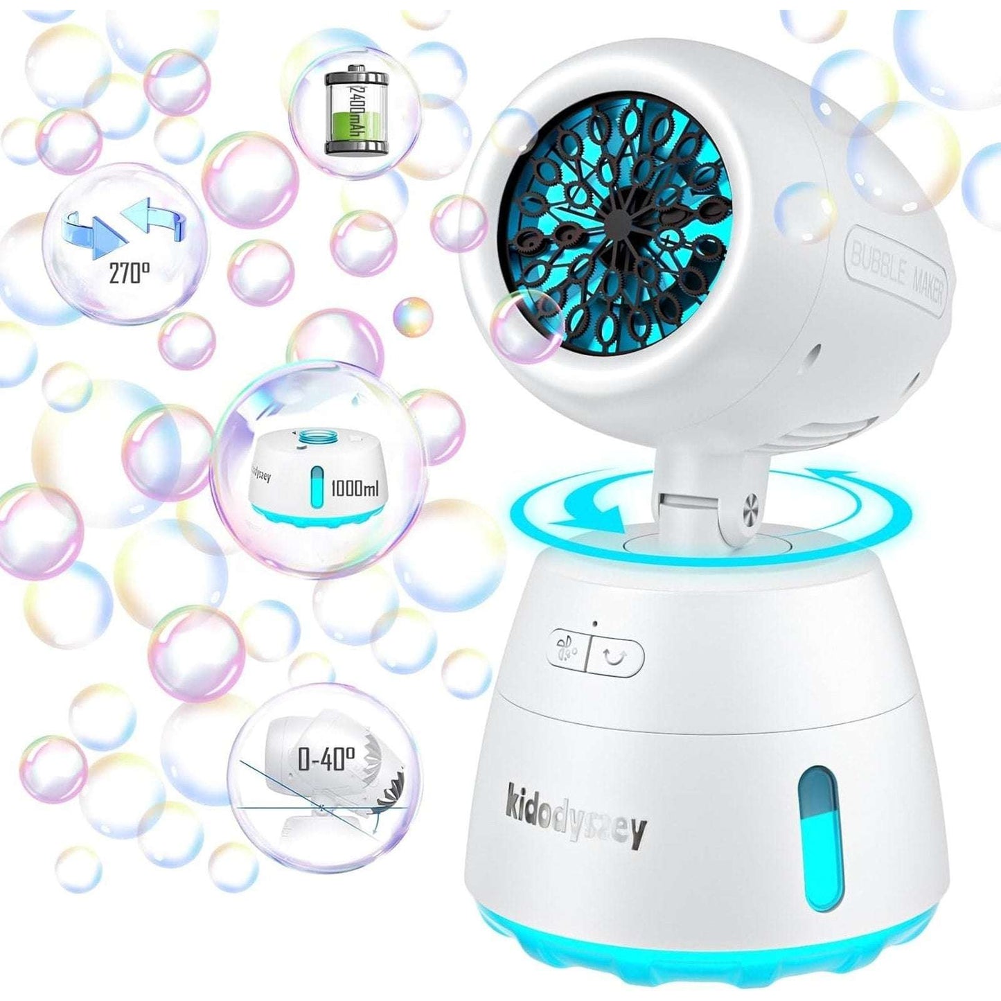 Oscillating Automatic Bubble Machine Blower Maker Wireless Rechargeable Portable