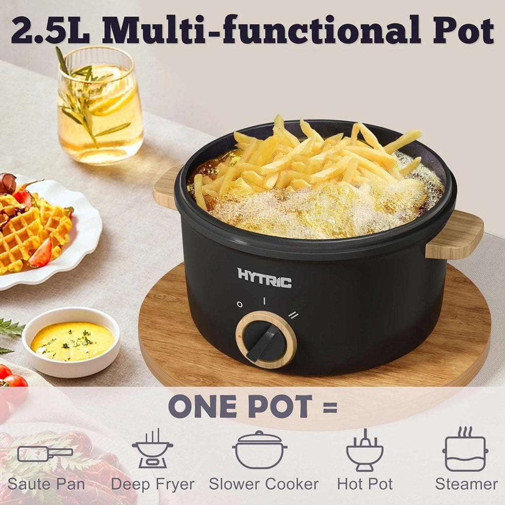HYTRIC 2.5L 2.6Qt Electric Hot Pot Ramen Cooker Dual Power 300W 700W RV Dorm Blk