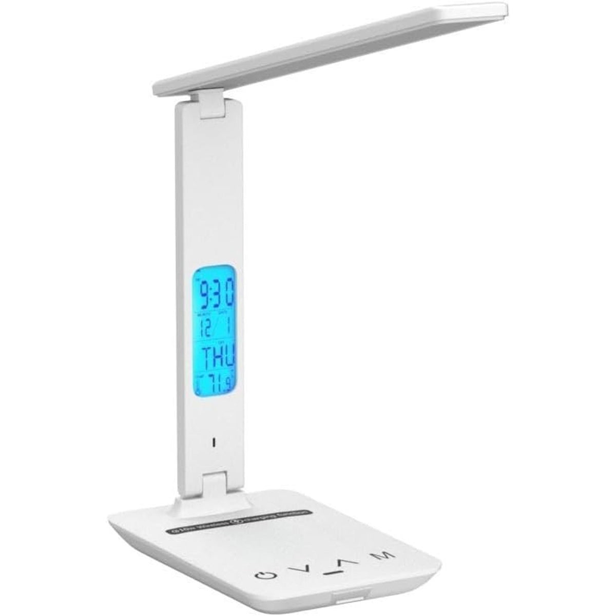 LED Desk Lamp w/ Wireless Charger & USB Charging 2 Devices @ Once Clock Calendar