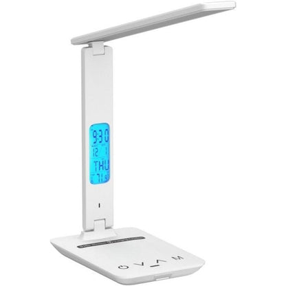 LED Desk Lamp w/ Wireless Charger & USB Charging 2 Devices @ Once Clock Calendar